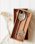 Knotted Stainless Steel Salad Servers - Fork and Spoon Set