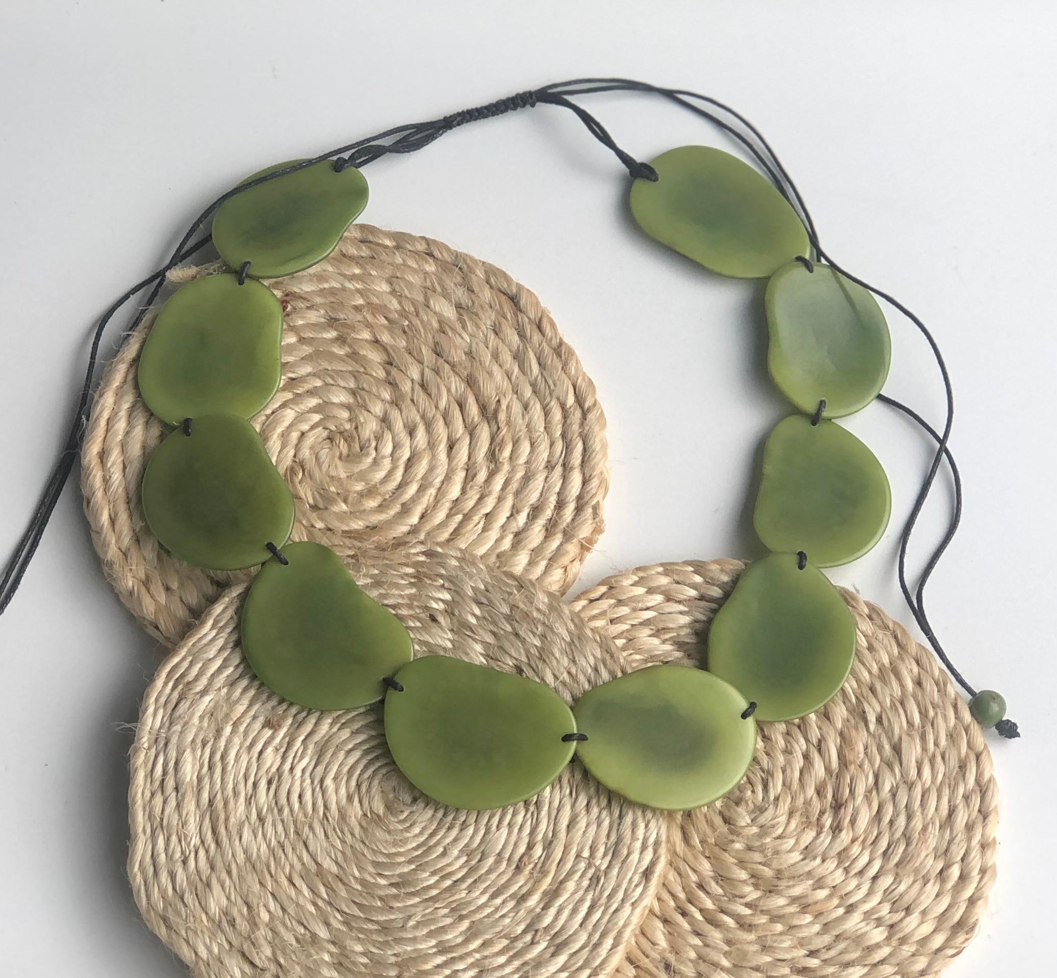 Tagua Petal Necklace - Light Green