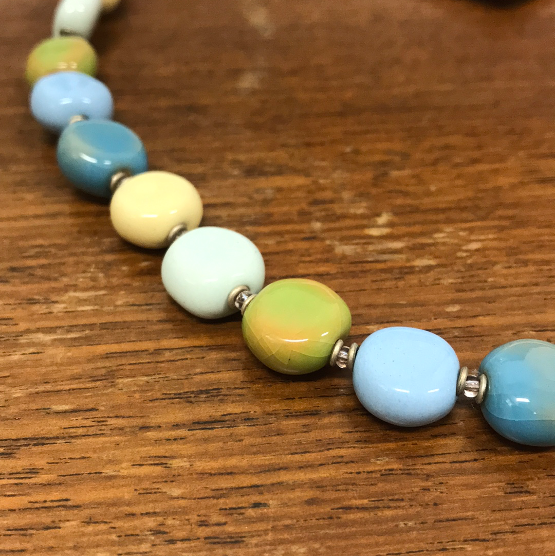 Kazuri Tombola Necklace - Mint 22" - The Fair Trader