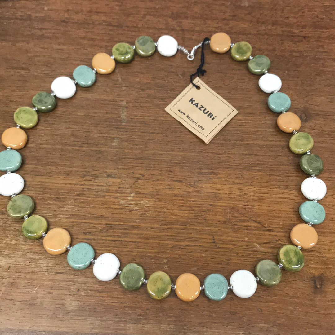 Kazuri Tombola Necklace - Stones 30" - The Fair Trader
