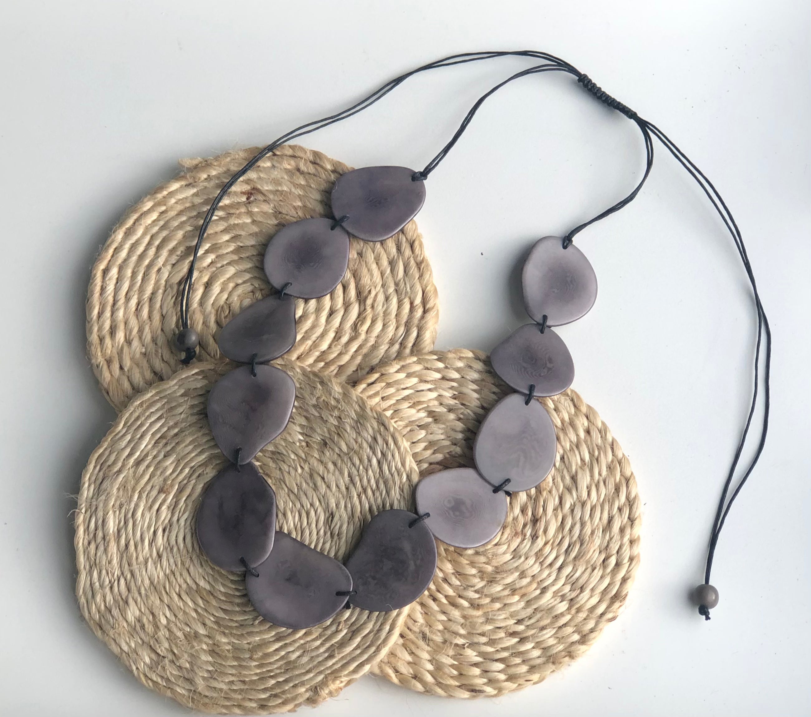 Tagua Petal Necklace - Grey