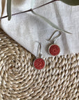Mini Silver Hanging Earrings - Coral
