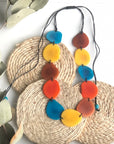 Tagua Petal Necklace - Blue Yellow Brown Orange