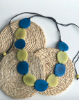 Tagua Petal Necklace - Lime and Blue