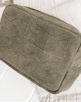 Embossed Suede Toiletry Bag - Damien and Yilpi Marks - Green - The Fair Trader