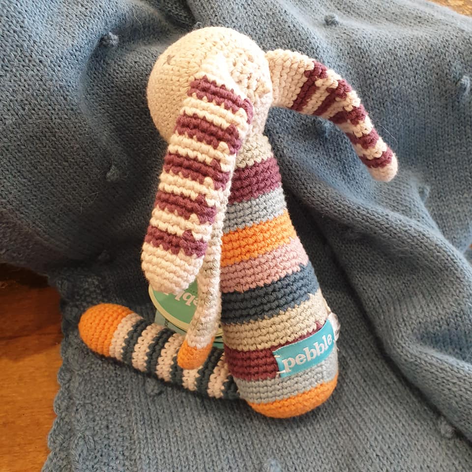 Organic Stripey Bunny Rattle - Multicoloured - The Fair Trader