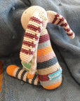 Organic Stripey Bunny Rattle - Multicoloured - The Fair Trader